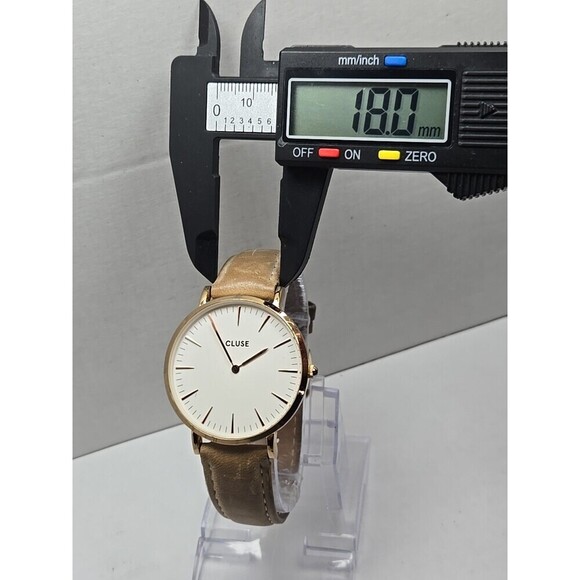 Cluse La Boheme Womens Quartz Watch 38mm Gold Beige Strap Minimalist New Battery - Picture 5 of 14